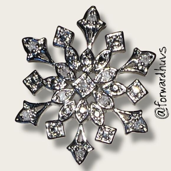 Sterling Silver Snowflake Pendant – Rhinestone Accents – Elegant Winter Design - Picture 3 of 9